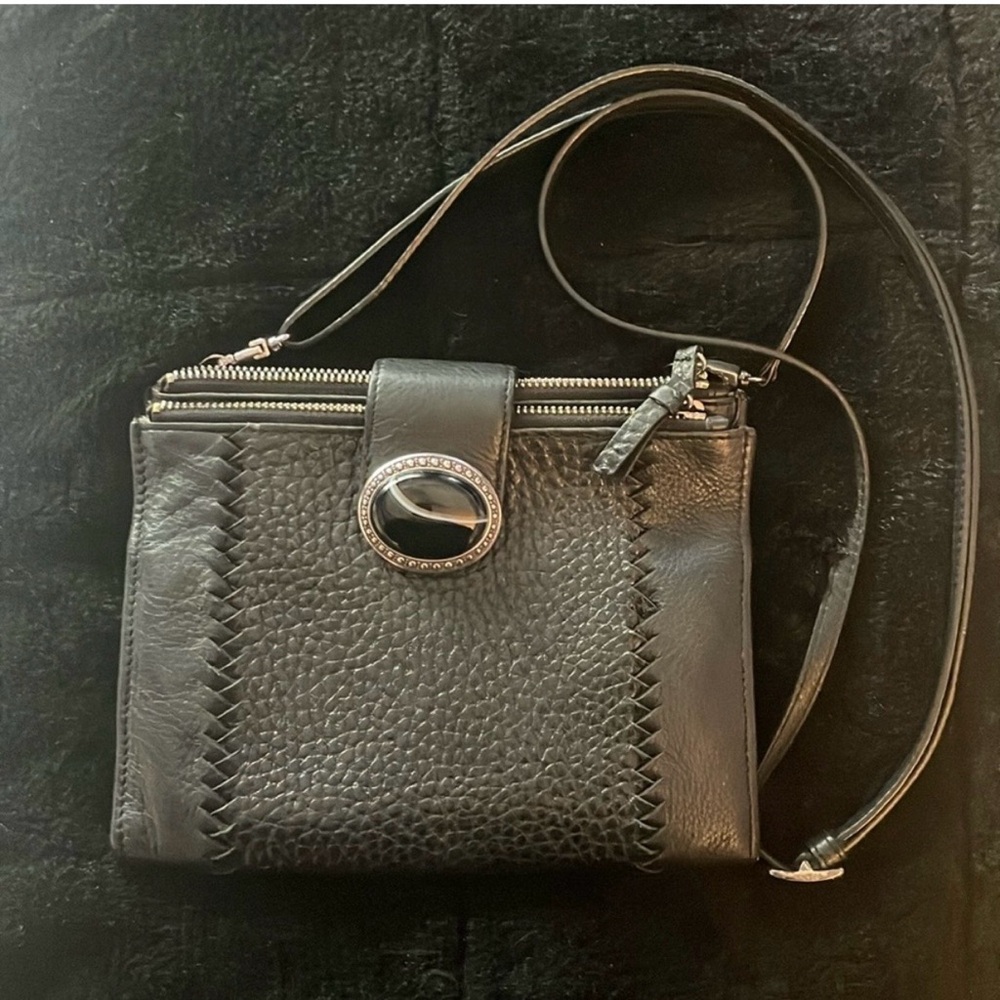 Brighton Black Leather Crossbody Bag